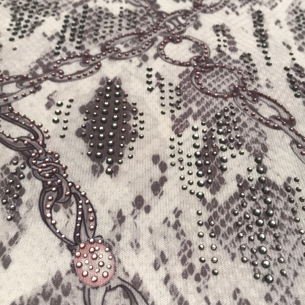 Cache Snake & Chain Link Print Studded Top L/Xl - image 6